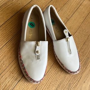 Anne Klein Jax White Leather Colorful Zip Loafers size 8